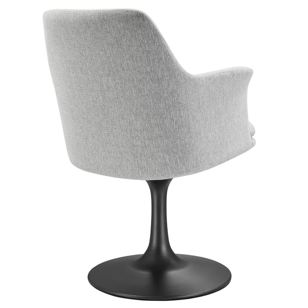 Modway Furniture Lippa Swivel Upholstered Armchair - Modern Design with Removable Cushion for Dining or Workspace Use Black Light Gray EEI-6956-BLK-HLG