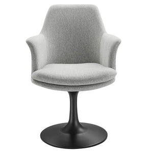 Modway Furniture Lippa Swivel Upholstered Armchair - Modern Design with Removable Cushion for Dining or Workspace Use Black Light Gray EEI-6956-BLK-HLG