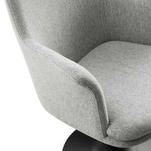 Modway Furniture Lippa Swivel Upholstered Armchair - Modern Design with Removable Cushion for Dining or Workspace Use Black Light Gray EEI-6956-BLK-HLG