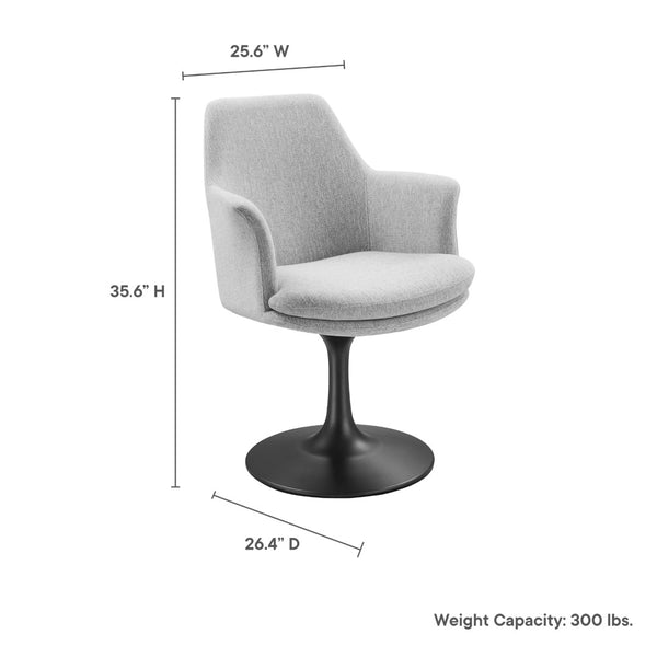 Modway Furniture Lippa Swivel Upholstered Armchair - Modern Design with Removable Cushion for Dining or Workspace Use Black Light Gray EEI-6956-BLK-HLG