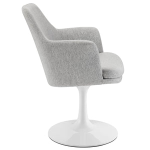 Modway Furniture Lippa Swivel Upholstered Armchair - Modern Design with Removable Cushion for Dining or Workspace Use White Light Gray EEI-6956-WHI-HLG