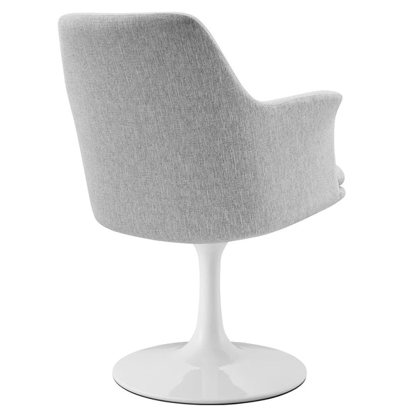 Modway Furniture Lippa Swivel Upholstered Armchair - Modern Design with Removable Cushion for Dining or Workspace Use White Light Gray EEI-6956-WHI-HLG