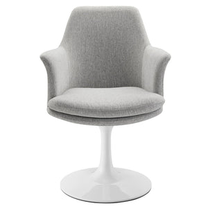 Modway Furniture Lippa Swivel Upholstered Armchair - Modern Design with Removable Cushion for Dining or Workspace Use White Light Gray EEI-6956-WHI-HLG