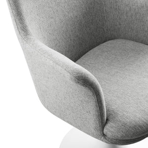 Modway Furniture Lippa Swivel Upholstered Armchair - Modern Design with Removable Cushion for Dining or Workspace Use White Light Gray EEI-6956-WHI-HLG
