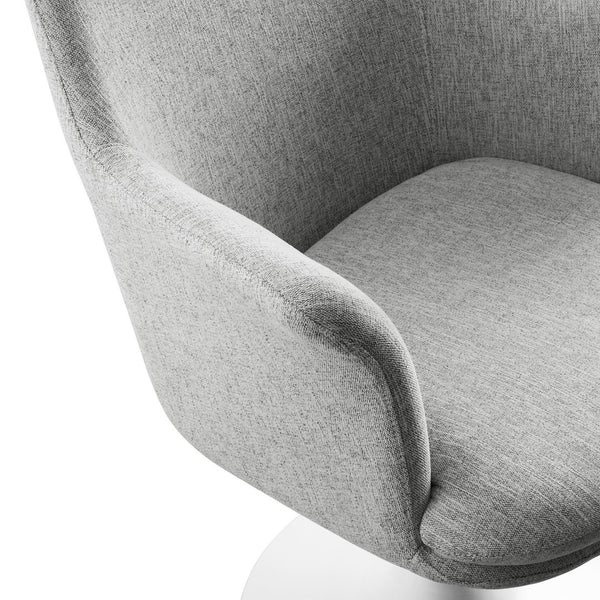 Modway Furniture Lippa Swivel Upholstered Armchair - Modern Design with Removable Cushion for Dining or Workspace Use White Light Gray EEI-6956-WHI-HLG