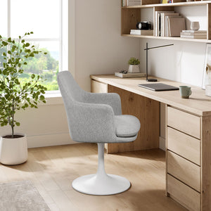Modway Furniture Lippa Swivel Upholstered Armchair - Modern Design with Removable Cushion for Dining or Workspace Use White Light Gray EEI-6956-WHI-HLG