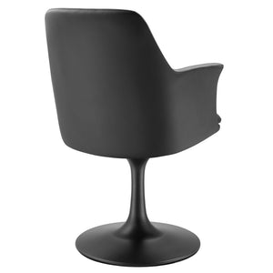 Modway Furniture Lippa Swivel Dining Armchair in Vegan Leather - Modern Comfort for Dining, Office, or Vanity Use Black Black EEI-6958-BLK-BLK