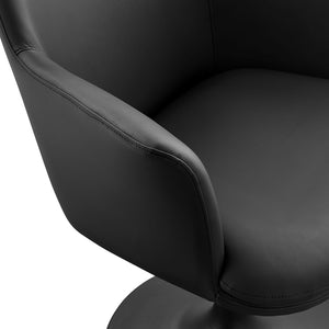 Modway Furniture Lippa Swivel Dining Armchair in Vegan Leather - Modern Comfort for Dining, Office, or Vanity Use Black Black EEI-6958-BLK-BLK