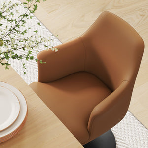 Modway Furniture Lippa Swivel Dining Armchair in Vegan Leather - Modern Comfort for Dining, Office, or Vanity Use Black Tan EEI-6958-BLK-TAN