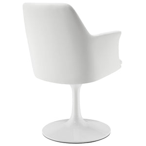 Modway Furniture Lippa Swivel Dining Armchair in Vegan Leather - Modern Comfort for Dining, Office, or Vanity Use White White EEI-6958-WHI-WHI