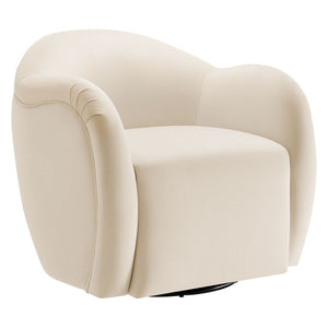 Modway Furniture Compose Performance Velvet Swivel Armchair - Stylish Comfort with Durable Upholstery & 360° Rotation Alabaster EEI-6959-ALA
