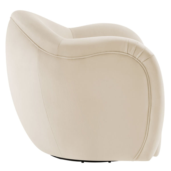 Modway Furniture Compose Performance Velvet Swivel Armchair - Stylish Comfort with Durable Upholstery & 360° Rotation Alabaster EEI-6959-ALA