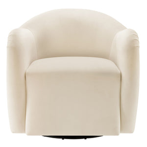 Modway Furniture Compose Performance Velvet Swivel Armchair - Stylish Comfort with Durable Upholstery & 360° Rotation Alabaster EEI-6959-ALA