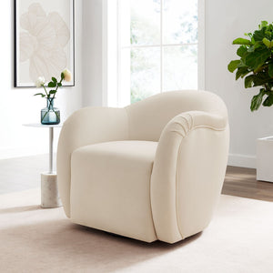 Modway Furniture Compose Performance Velvet Swivel Armchair - Stylish Comfort with Durable Upholstery & 360° Rotation Alabaster EEI-6959-ALA