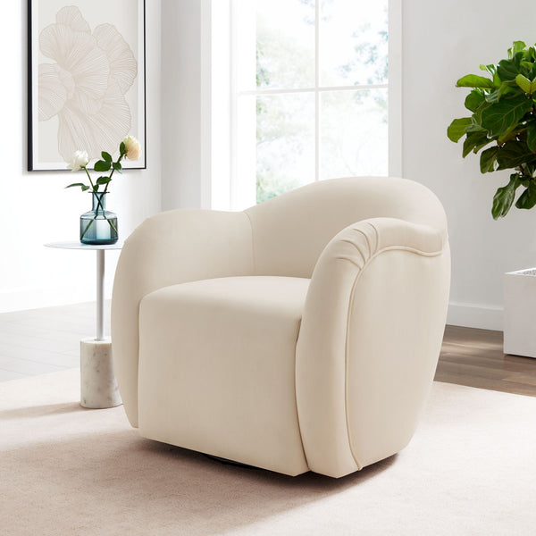 Modway Furniture Compose Performance Velvet Swivel Armchair - Stylish Comfort with Durable Upholstery & 360° Rotation Alabaster EEI-6959-ALA