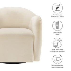 Modway Furniture Compose Performance Velvet Swivel Armchair - Stylish Comfort with Durable Upholstery & 360° Rotation Alabaster EEI-6959-ALA