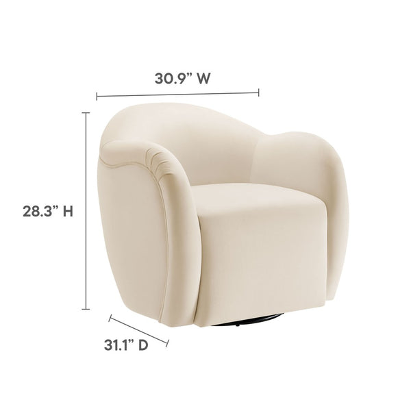 Modway Furniture Compose Performance Velvet Swivel Armchair - Stylish Comfort with Durable Upholstery & 360° Rotation Alabaster EEI-6959-ALA