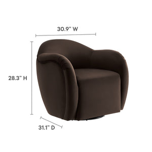 Modway Furniture Compose Performance Velvet Swivel Armchair - Stylish Comfort with Durable Upholstery & 360° Rotation Chocolate Brown EEI-6959-CHB