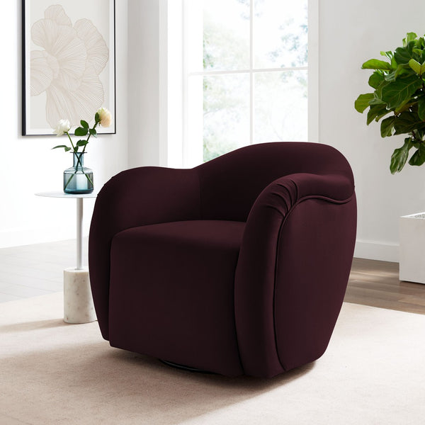 Modway Furniture Compose Performance Velvet Swivel Armchair - Stylish Comfort with Durable Upholstery & 360° Rotation Mulberry EEI-6959-MUL