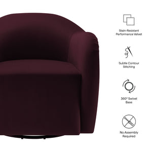 Modway Furniture Compose Performance Velvet Swivel Armchair - Stylish Comfort with Durable Upholstery & 360° Rotation Mulberry EEI-6959-MUL