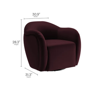 Modway Furniture Compose Performance Velvet Swivel Armchair - Stylish Comfort with Durable Upholstery & 360° Rotation Mulberry EEI-6959-MUL