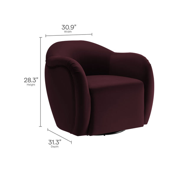 Modway Furniture Compose Performance Velvet Swivel Armchair - Stylish Comfort with Durable Upholstery & 360° Rotation Mulberry EEI-6959-MUL