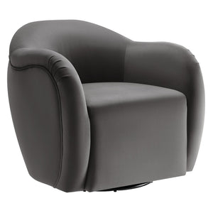 Modway Furniture Compose Performance Velvet Swivel Armchair - Stylish Comfort with Durable Upholstery & 360° Rotation Storm Gray EEI-6959-STG