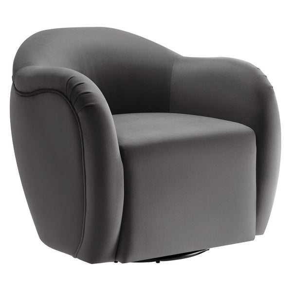 Modway Furniture Compose Performance Velvet Swivel Armchair - Stylish Comfort with Durable Upholstery & 360° Rotation Storm Gray EEI-6959-STG