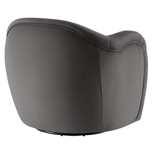 Modway Furniture Compose Performance Velvet Swivel Armchair - Stylish Comfort with Durable Upholstery & 360° Rotation Storm Gray EEI-6959-STG