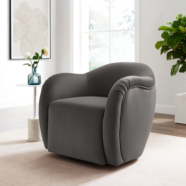 Modway Furniture Compose Performance Velvet Swivel Armchair - Stylish Comfort with Durable Upholstery & 360° Rotation Storm Gray EEI-6959-STG