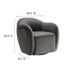Modway Furniture Compose Performance Velvet Swivel Armchair - Stylish Comfort with Durable Upholstery & 360° Rotation Storm Gray EEI-6959-STG