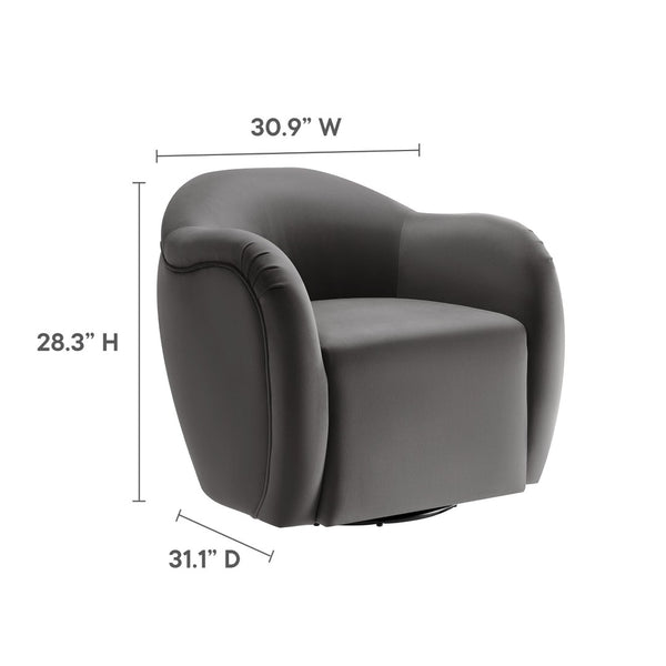 Modway Furniture Compose Performance Velvet Swivel Armchair - Stylish Comfort with Durable Upholstery & 360° Rotation Storm Gray EEI-6959-STG