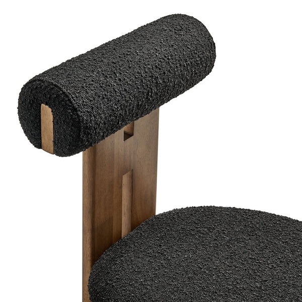 Modway Furniture Torian Boucle Upholstered Dining Chair Set of 2 - Stylish Comfort with Sculptural Design for Any Space Walnut Black EEI-6960-WAL-BLK