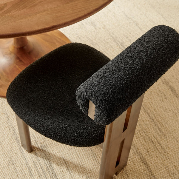 Modway Furniture Torian Boucle Upholstered Dining Chair Set of 2 - Stylish Comfort with Sculptural Design for Any Space Walnut Black EEI-6960-WAL-BLK