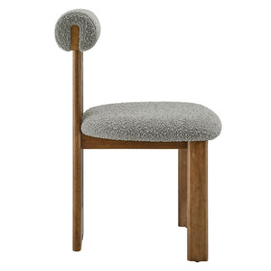 Modway Furniture Torian Boucle Upholstered Dining Chair Set of 2 - Stylish Comfort with Sculptural Design for Any Space Walnut Light Gray EEI-6960-WAL-LGR