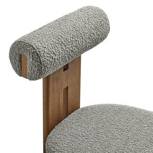 Modway Furniture Torian Boucle Upholstered Dining Chair Set of 2 - Stylish Comfort with Sculptural Design for Any Space Walnut Light Gray EEI-6960-WAL-LGR