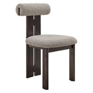 Modway Furniture Torian Boucle Upholstered Dining Chair Set of 2 - Stylish Comfort with Sculptural Design for Any Space Wenge Taupe EEI-6960-WEN-TAU