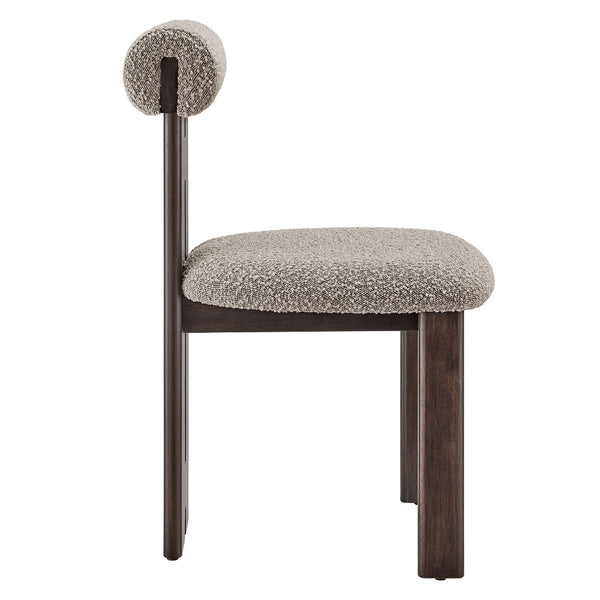 Modway Furniture Torian Boucle Upholstered Dining Chair Set of 2 - Stylish Comfort with Sculptural Design for Any Space Wenge Taupe EEI-6960-WEN-TAU