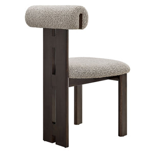 Modway Furniture Torian Boucle Upholstered Dining Chair Set of 2 - Stylish Comfort with Sculptural Design for Any Space Wenge Taupe EEI-6960-WEN-TAU