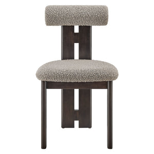 Modway Furniture Torian Boucle Upholstered Dining Chair Set of 2 - Stylish Comfort with Sculptural Design for Any Space Wenge Taupe EEI-6960-WEN-TAU