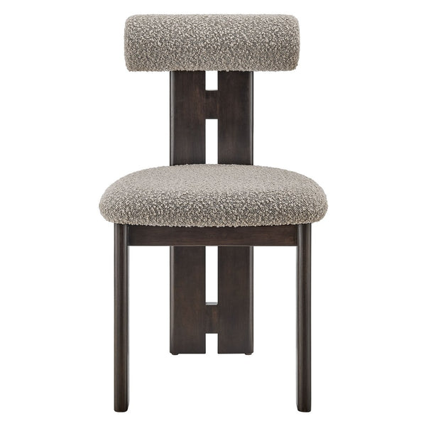 Modway Furniture Torian Boucle Upholstered Dining Chair Set of 2 - Stylish Comfort with Sculptural Design for Any Space Wenge Taupe EEI-6960-WEN-TAU