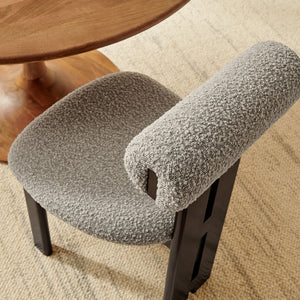 Modway Furniture Torian Boucle Upholstered Dining Chair Set of 2 - Stylish Comfort with Sculptural Design for Any Space Wenge Taupe EEI-6960-WEN-TAU