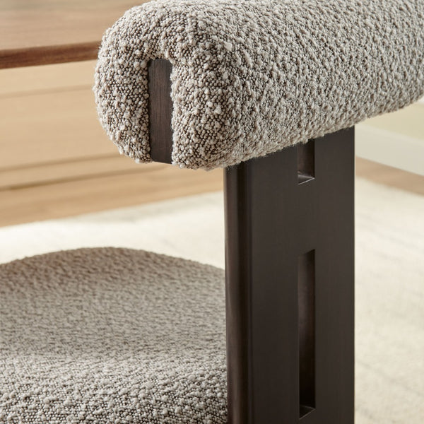 Modway Furniture Torian Boucle Upholstered Dining Chair Set of 2 - Stylish Comfort with Sculptural Design for Any Space Wenge Taupe EEI-6960-WEN-TAU