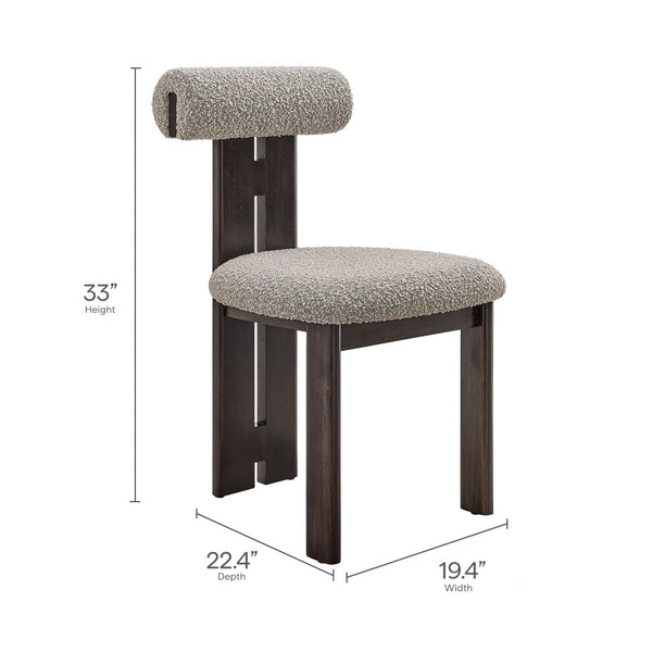 Modway Furniture Torian Boucle Upholstered Dining Chair Set of 2 - Stylish Comfort with Sculptural Design for Any Space Wenge Taupe EEI-6960-WEN-TAU