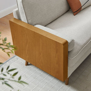 Modway Furniture Kellan Upholstered Sofa - Mid-Century Modern Comfort with Soft Heathered Fabric and Elegant Design Walnut Heathered Weave Ivory EEI-6961-WAL-HEI