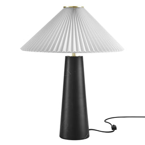Modway Furniture Nera Marble Table Lamp by Modway - Vintage-Inspired Design with Tapered Metal Body and Pleated Shade Black EEI-6963-BLK