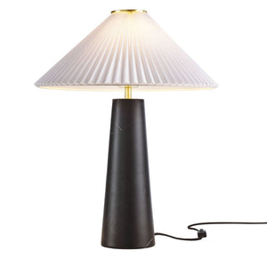 Modway Furniture Nera Marble Table Lamp by Modway - Vintage-Inspired Design with Tapered Metal Body and Pleated Shade Black EEI-6963-BLK