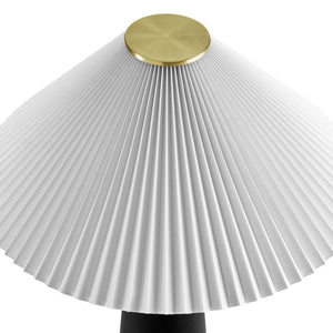 Modway Furniture Nera Marble Table Lamp by Modway - Vintage-Inspired Design with Tapered Metal Body and Pleated Shade Black EEI-6963-BLK