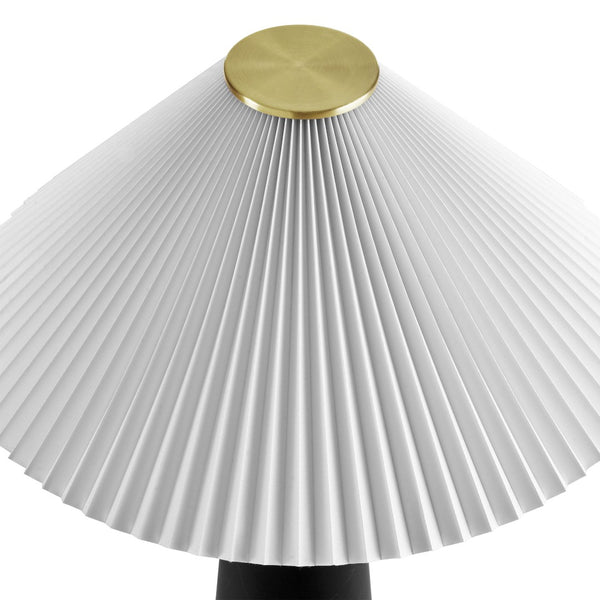 Modway Furniture Nera Marble Table Lamp by Modway - Vintage-Inspired Design with Tapered Metal Body and Pleated Shade Black EEI-6963-BLK
