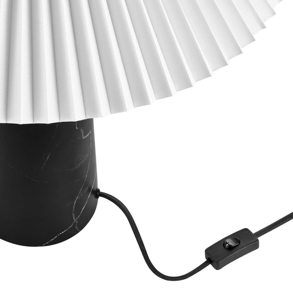 Modway Furniture Nera Marble Table Lamp by Modway - Vintage-Inspired Design with Tapered Metal Body and Pleated Shade Black EEI-6963-BLK